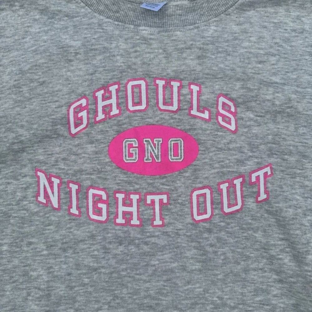 Ghouls Night Out Size Large Grey and Pink Sweater